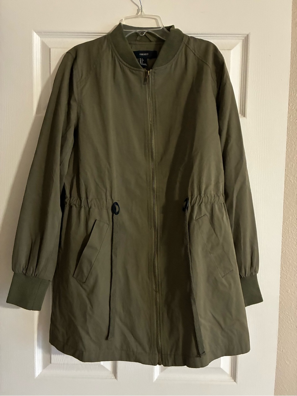 Forever 21 Olive Green Drawstring Waist Utility Jacket